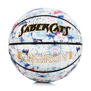 "Langlebiger Leuchtender Basketball im Regenbogen-Blumenmuster, Modisch Minimalistisch, Größe 7"
