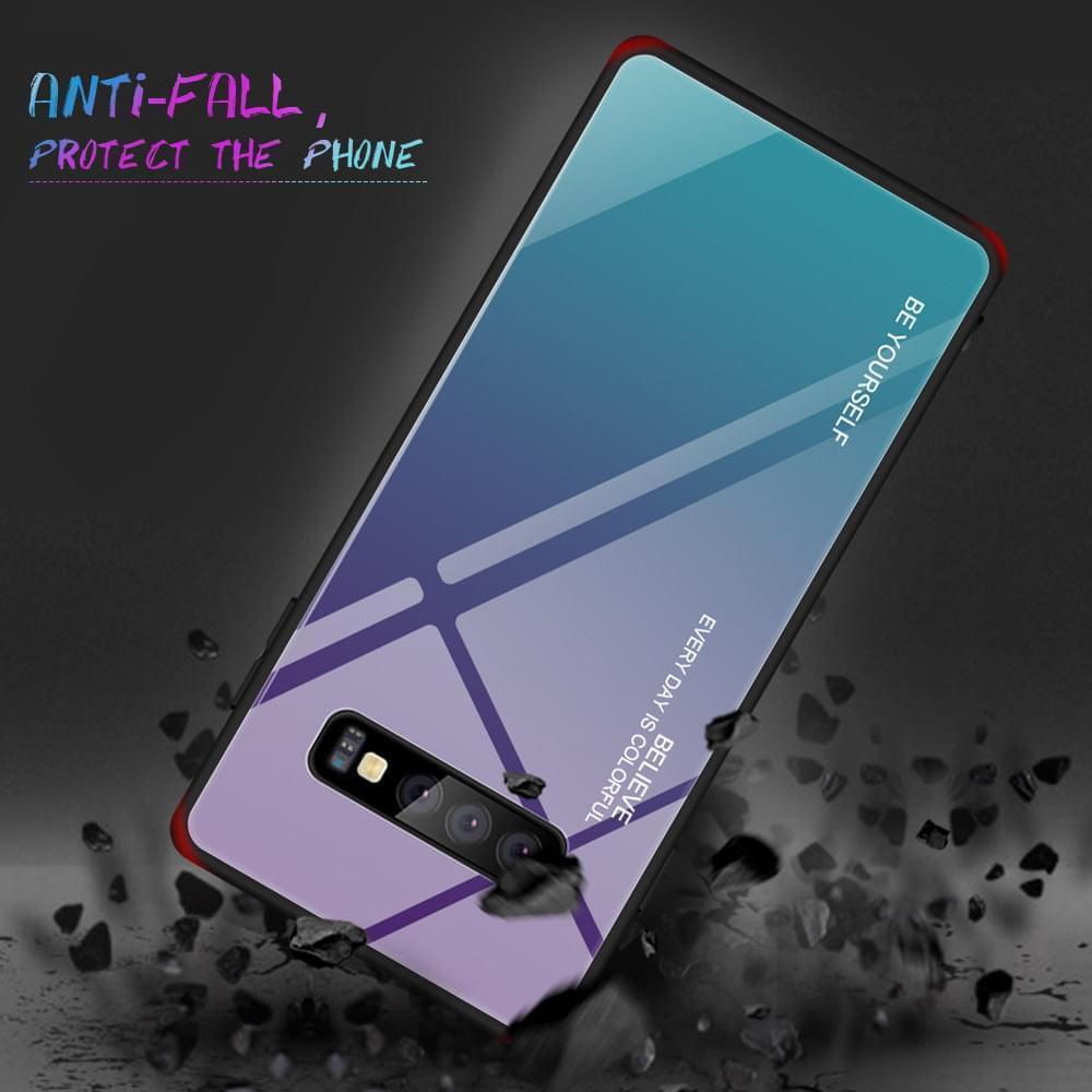 "Schlichte Gradienten Glas Handyhülle - Rückseite Schutz für Samsung, TPU + Gehärtetes Glas"