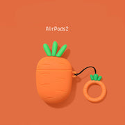 "Universelle Schutzhülle für Airpods 1./2. Generation, Kompatibel mit iPhone, Karotten-Design, Optionaler Ringbügel - Orange"