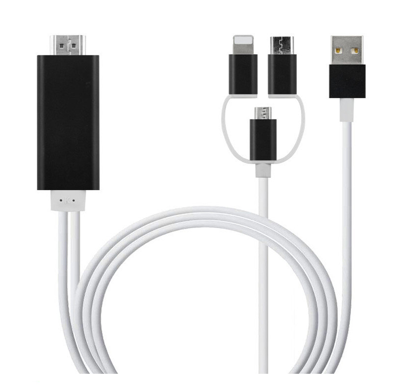 "Universelles 2M HDMI TV AV Adapterkabel, Kompatibel mit Apple iPhone 5 6 6S 7 7 Plus, USB 1080P, Unterstützt Aufladung und 4K x 2K @30Hz Auflösung"