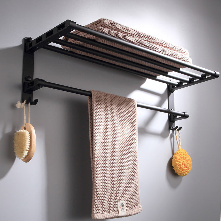 "Modernes Wandmontiertes Mattschwarzes Badetuchhalter aus Raumaluminium - Belastbar bis 20kg, Einfache Installation"