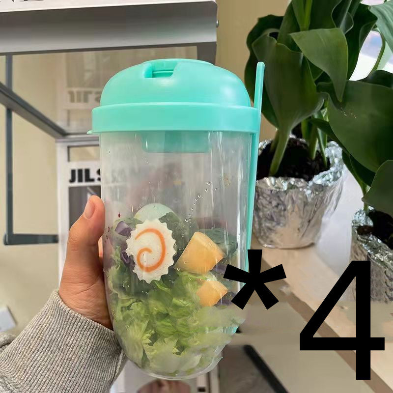 "Minimalistischer Tragbarer Salatbecher 1000ml mit Gabel und Dichtem Deckel - Auslaufsicher und Ideal für Unterwegs, Erhältlich in Weiß, Klein Blau, Mint Grün, Mädchen Rosa"