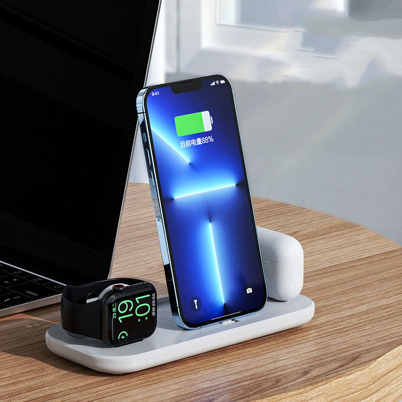 "Tragbares Drahtloses Ladegerät mit Faltbarem Handyhalter - 30W Gesamtleistung, Ideal für Apple Produkte"