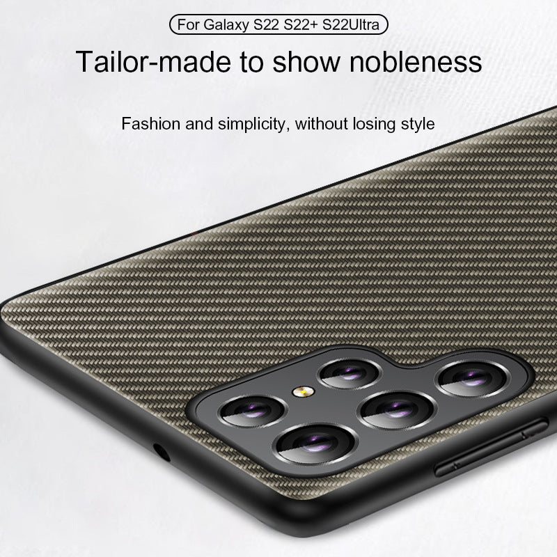"Premium TPU Carbonfaser Muster Rundumschutz Anti-Fall Handyhülle für Samsung S22, S22Plus, S22Ultra - Business-Stil, Solid Farben"