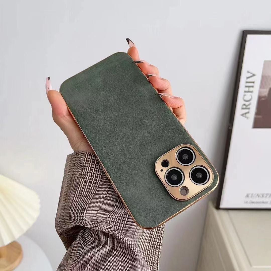 "Modische Persönlichkeit Schafleder Anti-Fall Handyhülle für iPhone, Grau/Schwarz/Grün/Blau"