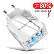 "Schnell-Ladegerät USB 3.0 mit 4 Ports, Kompatibel mit iPhone, Huawei & Mehr, Tragbare Wandladegerät für Zuhause und Reise"