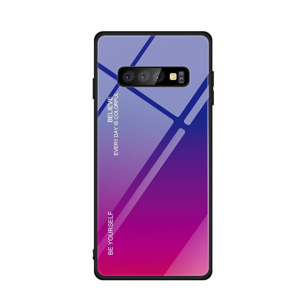 "Schlichte Gradienten Glas Handyhülle - Rückseite Schutz für Samsung, TPU + Gehärtetes Glas"
