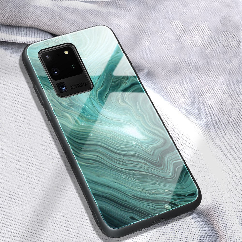 "Stylische Handyhülle aus Marmor-Glas - Modische Rückabdeckung aus TPU und gehärtetem Glas"