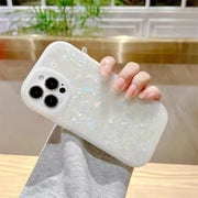 "Traumhafte Muschel Handyhülle aus Silikon - Rückseitenschutz für diverse iPhone Modelle, Transluzent Weiß & Milchweiß"