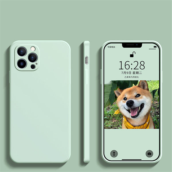 "Exklusive Liquid Silikon Handyhülle mit feinen Löchern und geraden Kanten für iPhone - Einfacher Stil, Solide Farbe"