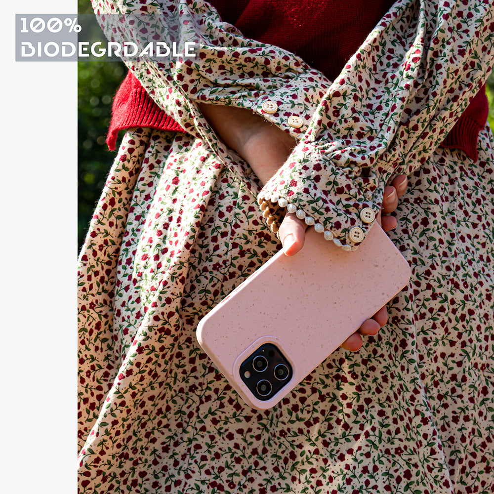 "Umweltfreundliche, Vollständig Abbaubare Handyhülle aus Stroh mit Augenschutz - Kompatibel mit iPhone 14 Modellen"