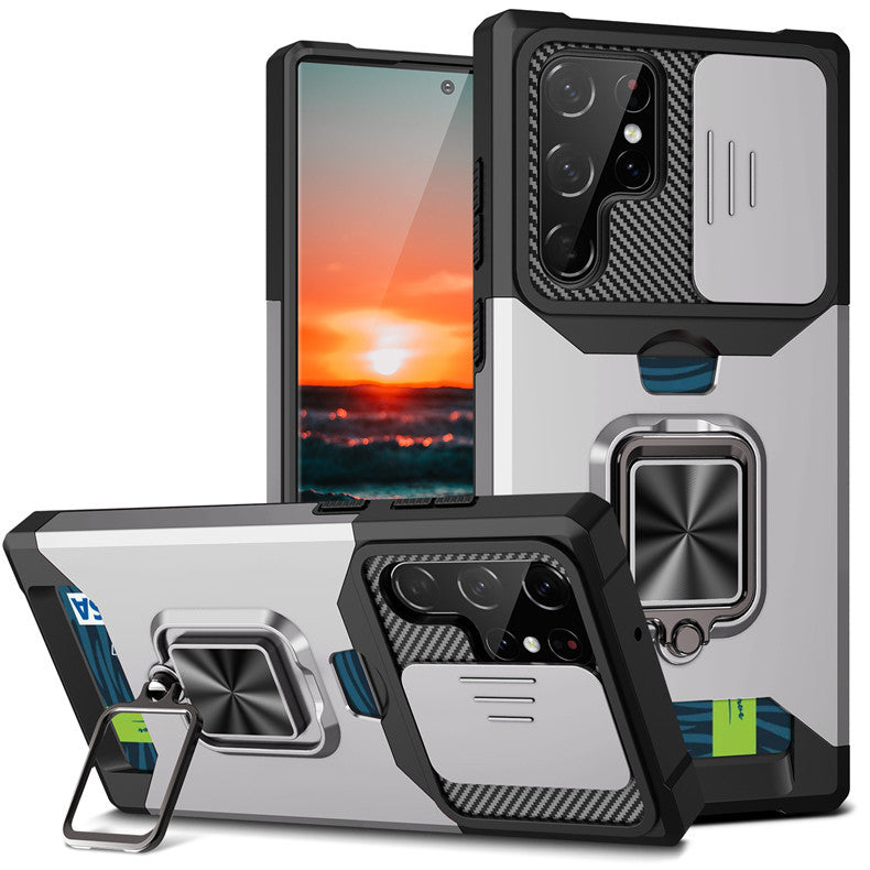 "Ultra Robuste Schiebefenster Handyhülle mit Plug-in Karte, Sturzsicher, Kompatibel mit iPhone Modellen - TPU+PC+Metall"