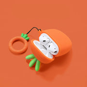 "Universelle Schutzhülle für Airpods 1./2. Generation, Kompatibel mit iPhone, Karotten-Design, Optionaler Ringbügel - Orange"