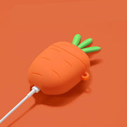 "Universelle Schutzhülle für Airpods 1./2. Generation, Kompatibel mit iPhone, Karotten-Design, Optionaler Ringbügel - Orange"