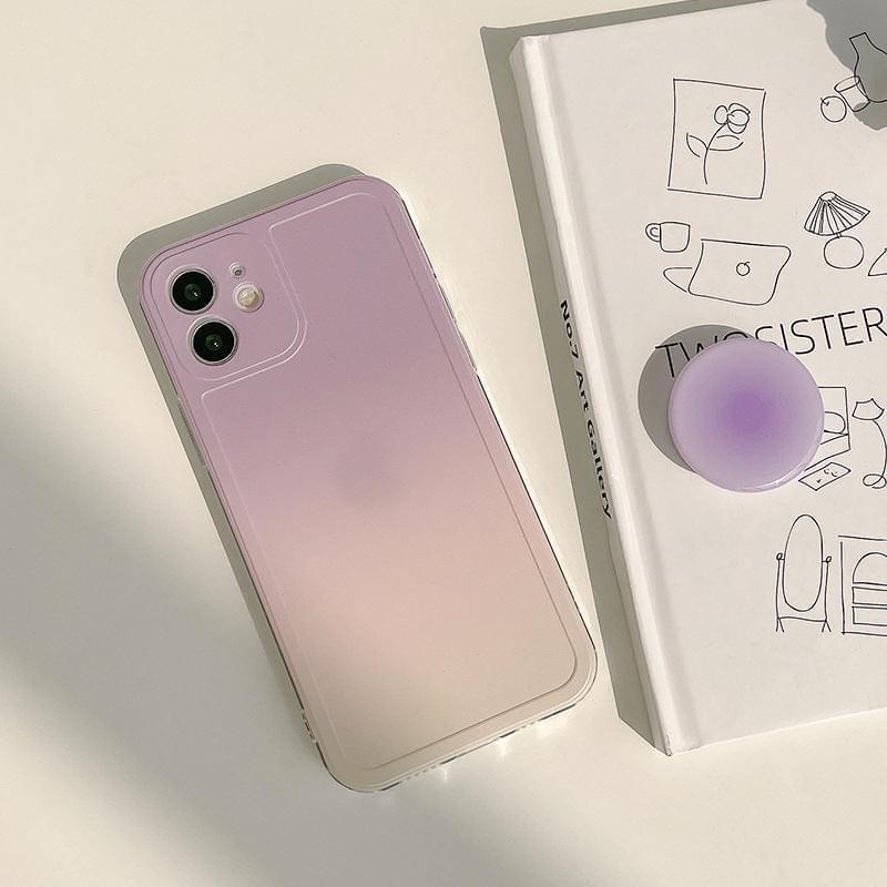 "Stilvolle Südkorea Ins Gradient Silikon Handyhülle mit X-Halterung, Rundum-Schutz für iPhone 12, XS und 11Promax"