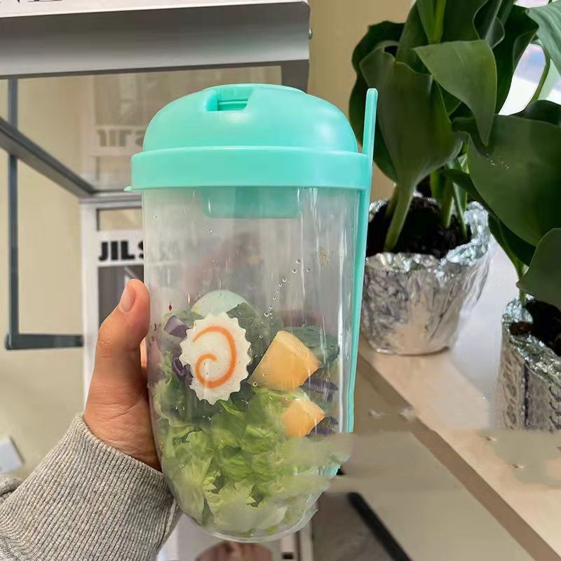 "Minimalistischer Tragbarer Salatbecher 1000ml mit Gabel und Dichtem Deckel - Auslaufsicher und Ideal für Unterwegs, Erhältlich in Weiß, Klein Blau, Mint Grün, Mädchen Rosa"