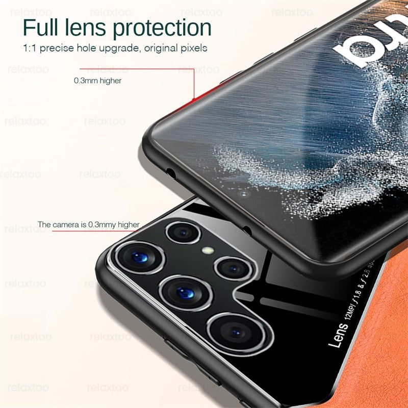 "Premium Leder Handyhülle für Samsung S22Ultra mit Magnetischer Autohalterung - Geschäftliches Design in Verschiedenen Farben"