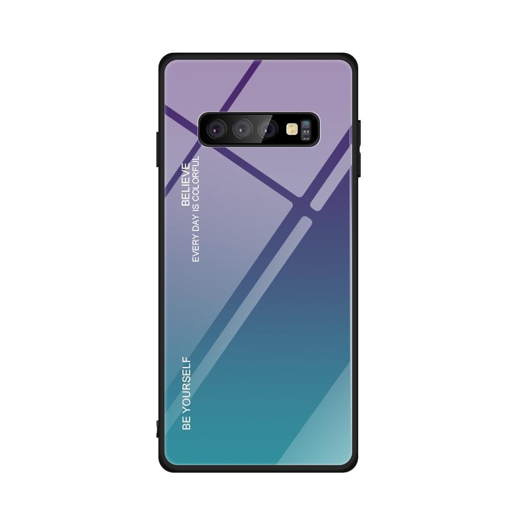 "Schlichte Gradienten Glas Handyhülle - Rückseite Schutz für Samsung, TPU + Gehärtetes Glas"