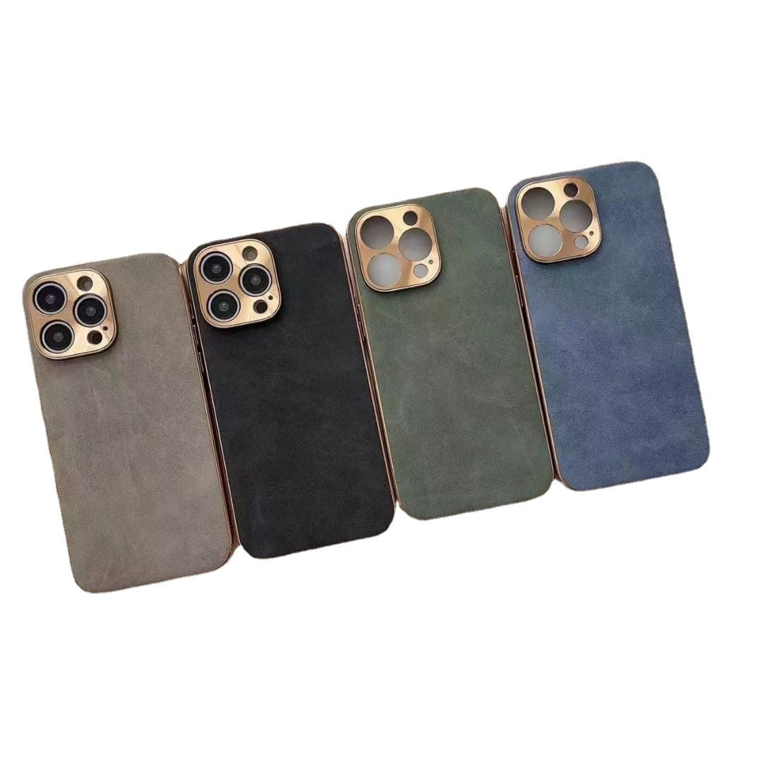 "Modische Persönlichkeit Schafleder Anti-Fall Handyhülle für iPhone, Grau/Schwarz/Grün/Blau"