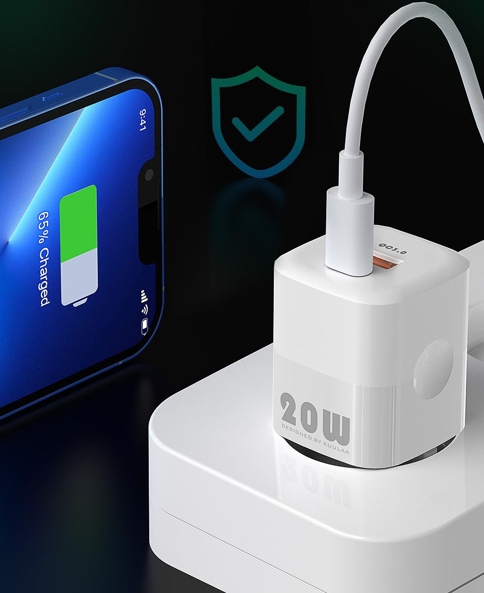 "Schnellladegerät aus Galliumnitrid 20W, PD-Protokoll, USB Typ-C & Micro-USB-Schnittstelle, Farbe: Schwarz/Weiß"