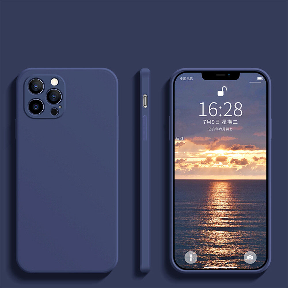 "Exklusive Liquid Silikon Handyhülle mit feinen Löchern und geraden Kanten für iPhone - Einfacher Stil, Solide Farbe"