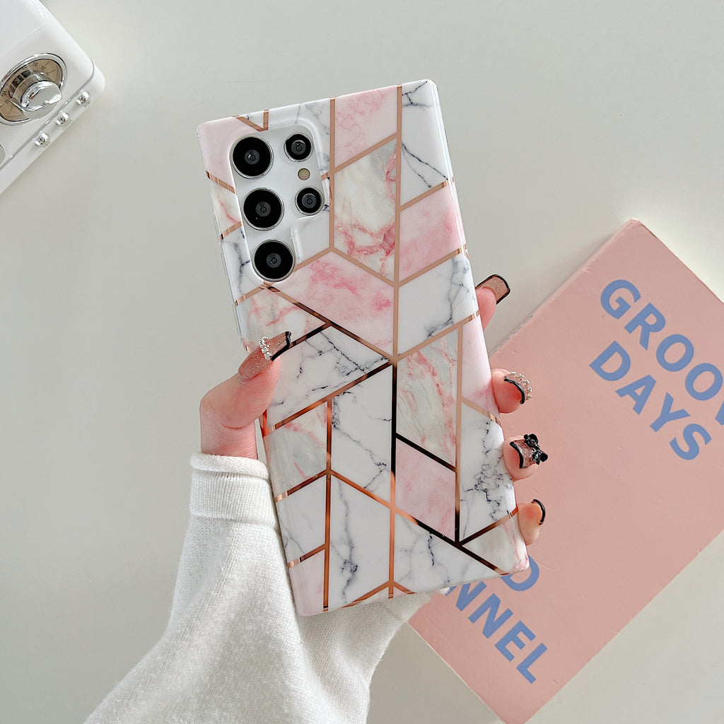 Electroplated Geometric Diamond Marble Phone Case