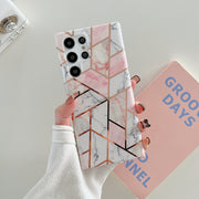 "Premium Elektroplattierte Diamant-Marmor Handyhülle, Stoßfeste Schutzhülle für Samsung S23, S23 Plus, S23 Ultra - in Rosa, Grün, Blau"