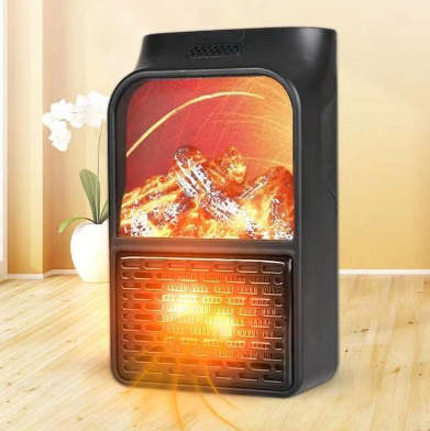 "Tragbarer Keramik-Heizlüfter mit Fernbedienung, Leiser Betrieb, 1000W Leistung, Flammenwärme, Ideal für Räume 21-30㎡"