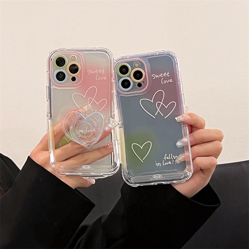 "Stilvolle Smudge Line Love TPU Rückenschale für iPhone 14, 13 und 12 Modelle mit optionalem Halter"