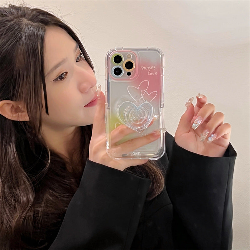 "Stilvolle Smudge Line Love TPU Rückenschale für iPhone 14, 13 und 12 Modelle mit optionalem Halter"
