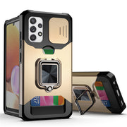 "Premium TPU+PC Schutzhülle für Samsung S21 Serie - Solide Farbe, Montageprozess, Push-Fenster Karten Handyhülle"