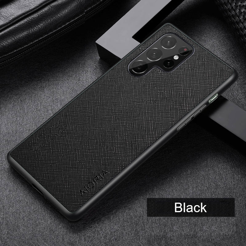 "Schlichte Kreuzmuster Handyhülle für Samsung, Rückseitenschutz aus PU-Material, Komfortabel & Langlebig, Verschiedene Farben"