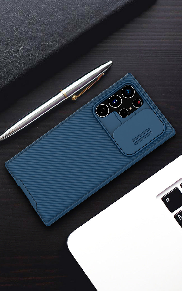 "Premium TPU+PC Schutzhülle für Samsung Galaxy S22 Ultra - Schwarzer Spiegel PRO Serie"