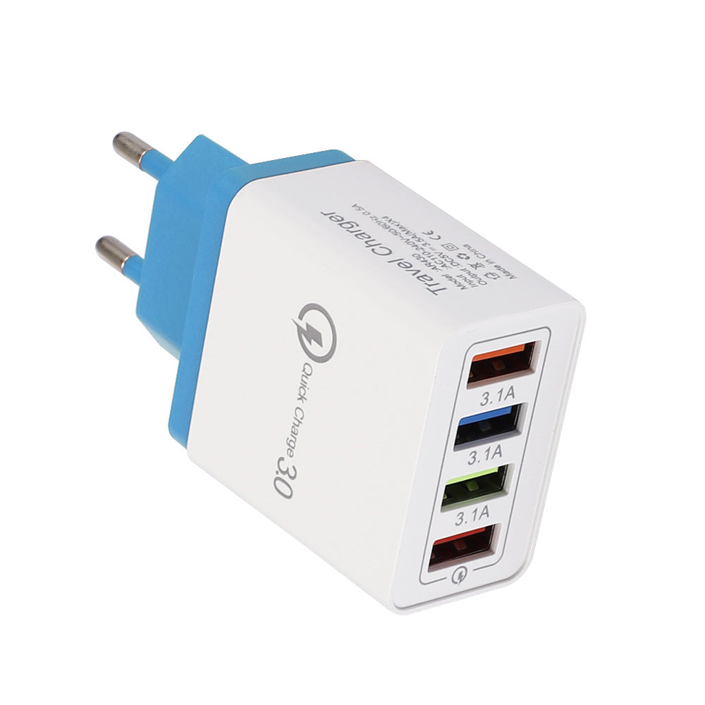 "Schnell-Ladegerät USB 3.0 mit 4 Ports, Kompatibel mit iPhone, Huawei & Mehr, Tragbare Wandladegerät für Zuhause und Reise"