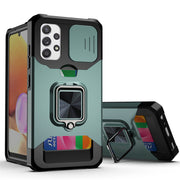 "Premium TPU+PC Schutzhülle für Samsung S21 Serie - Solide Farbe, Montageprozess, Push-Fenster Karten Handyhülle"