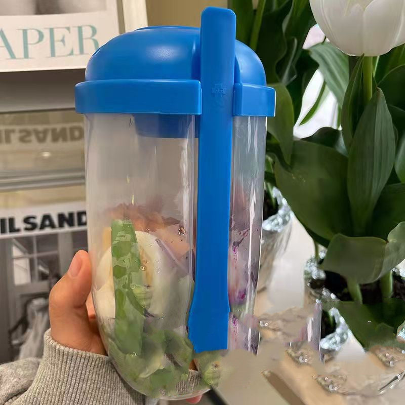 "Minimalistischer Tragbarer Salatbecher 1000ml mit Gabel und Dichtem Deckel - Auslaufsicher und Ideal für Unterwegs, Erhältlich in Weiß, Klein Blau, Mint Grün, Mädchen Rosa"