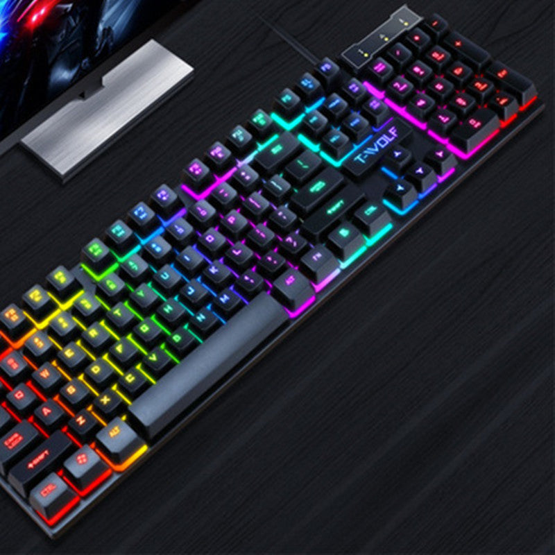 "Leuchtende USB-Gaming-Tastatur mit schwebenden Tasten und Roboter-Feeling"