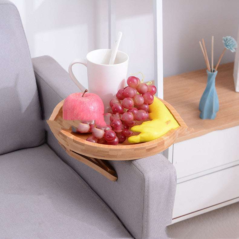 "Praktischer Holz Sofa Armlehnen-Tablett-Tisch: Clip-On TV Snack Schale für Fernbedienung und Kaffee - Modernes & einfaches Design"