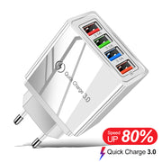 "Schnell-Ladegerät USB 3.0 mit 4 Ports, Kompatibel mit iPhone, Huawei & Mehr, Tragbare Wandladegerät für Zuhause und Reise"
