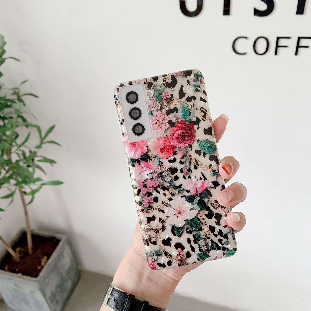 "Blumenschalen-Muster Silikon Handyhülle, Weiche Rückschale, Ins Stil, für Samsung - Mehrere Farben"