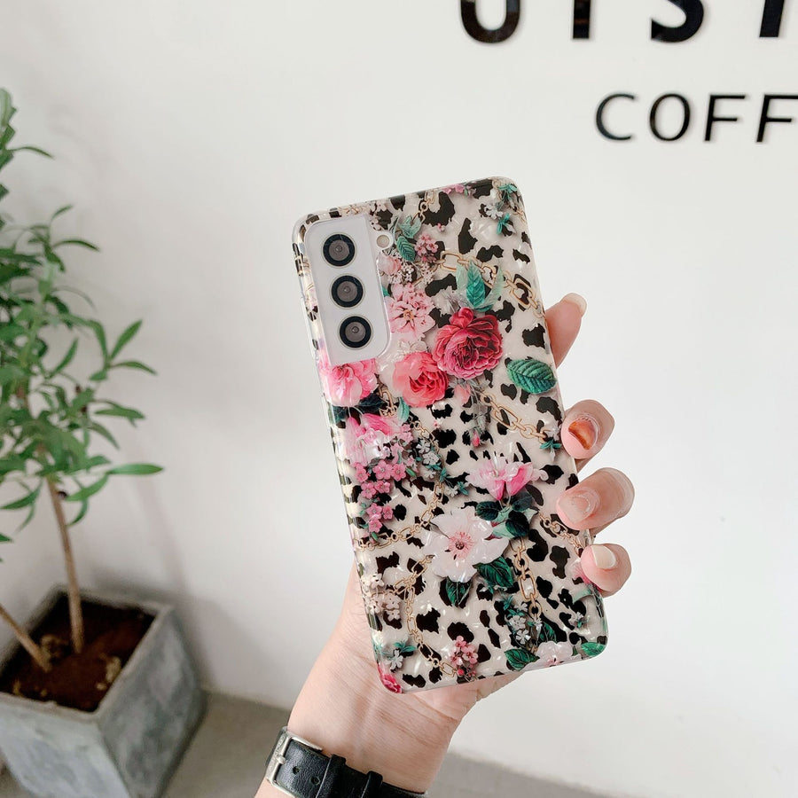 "Blumenschalen-Muster Silikon Handyhülle, Weiche Rückschale, Ins Stil, für Samsung - Mehrere Farben"