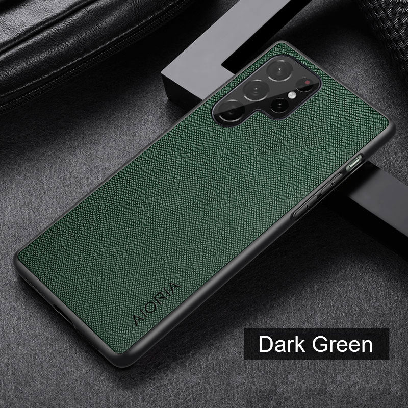 "Schlichte Kreuzmuster Handyhülle für Samsung, Rückseitenschutz aus PU-Material, Komfortabel & Langlebig, Verschiedene Farben"