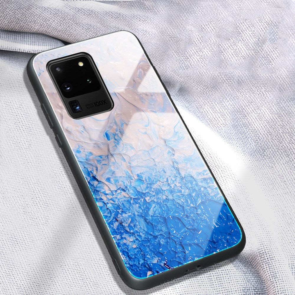 "Stylische Handyhülle aus Marmor-Glas - Modische Rückabdeckung aus TPU und gehärtetem Glas"