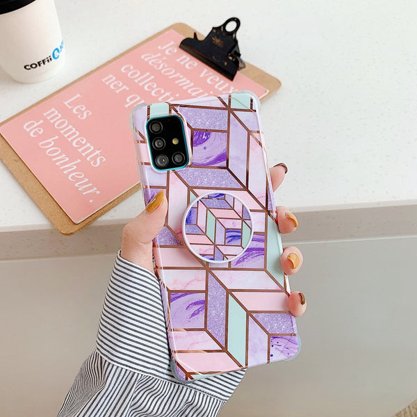 "Glänzende Marmor Handyhülle mit Heißprägung - Modisches und Einfaches Design, TPU Material"