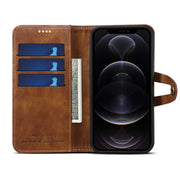 "Premium Leder Flip Wallet Handyhülle für iPhone 13, 13 Pro, 12 - Business-Stil in Schwarz, Braun, Rot, Blau"