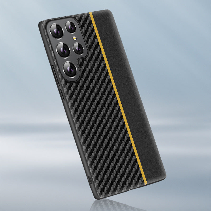 "Premium TPU Carbonfaser Muster Rundumschutz Anti-Fall Handyhülle für Samsung S22, S22Plus, S22Ultra - Business-Stil, Solid Farben"