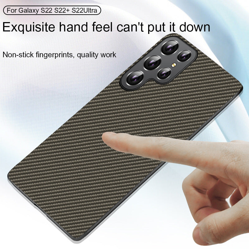 "Premium TPU Carbonfaser Muster Rundumschutz Anti-Fall Handyhülle für Samsung S22, S22Plus, S22Ultra - Business-Stil, Solid Farben"