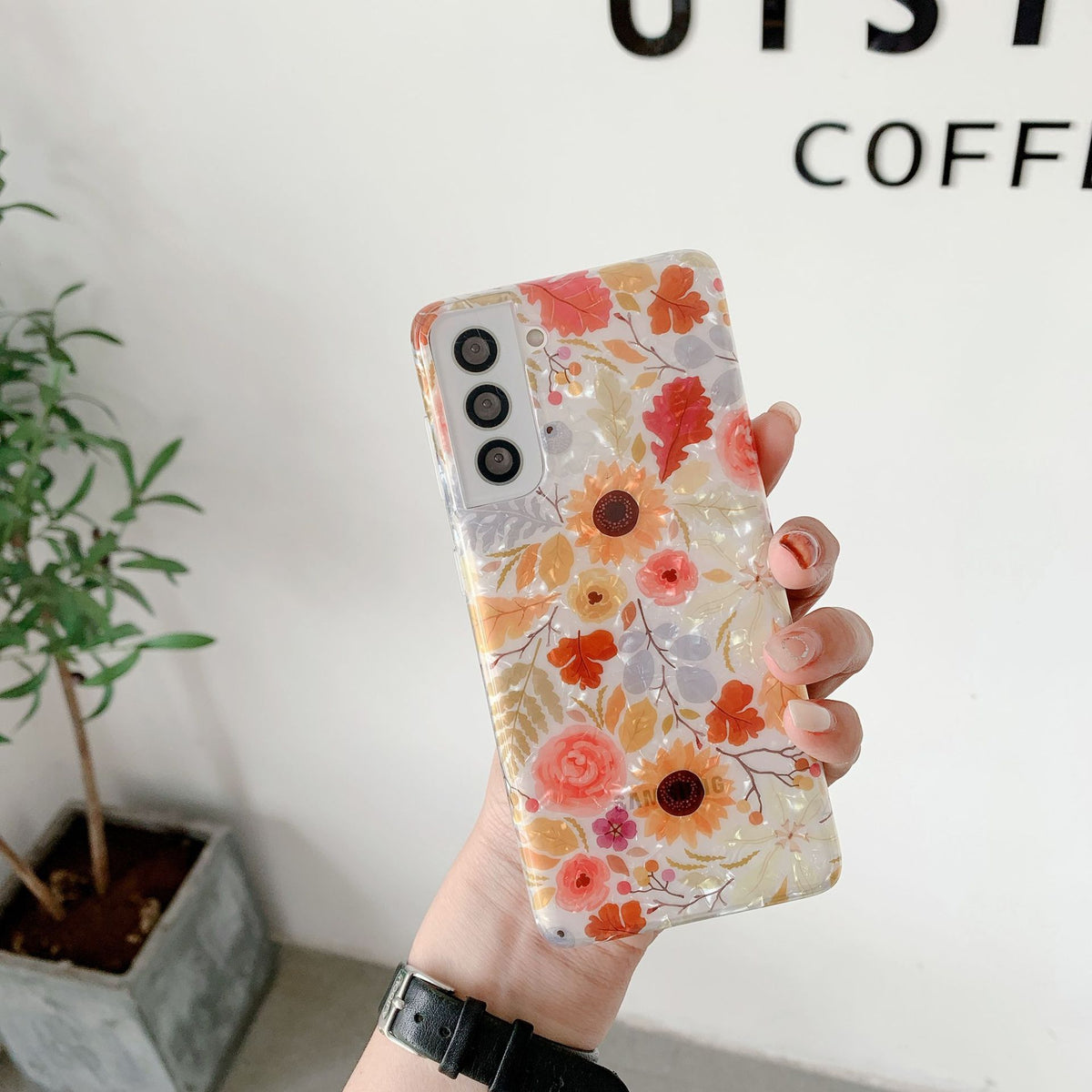 "Blumenschalen-Muster Silikon Handyhülle, Weiche Rückschale, Ins Stil, für Samsung - Mehrere Farben"