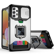 "Premium TPU+PC Schutzhülle für Samsung S21 Serie - Solide Farbe, Montageprozess, Push-Fenster Karten Handyhülle"