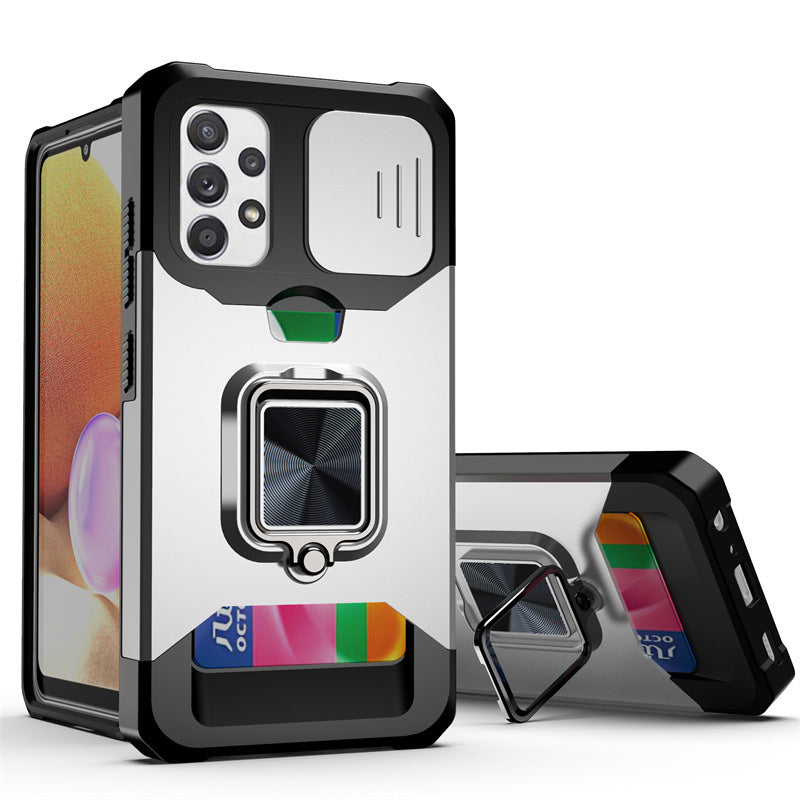 "Premium TPU+PC Schutzhülle für Samsung S21 Serie - Solide Farbe, Montageprozess, Push-Fenster Karten Handyhülle"